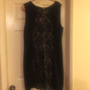 Black sleeveless dress with beige insert